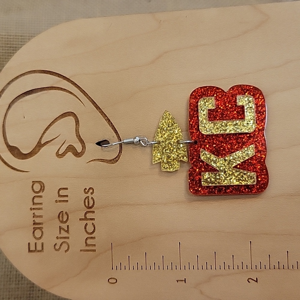 CHIEFS KINGDOM Sparkle Drop Earrings, Choice of Style - Picture 4 of 8